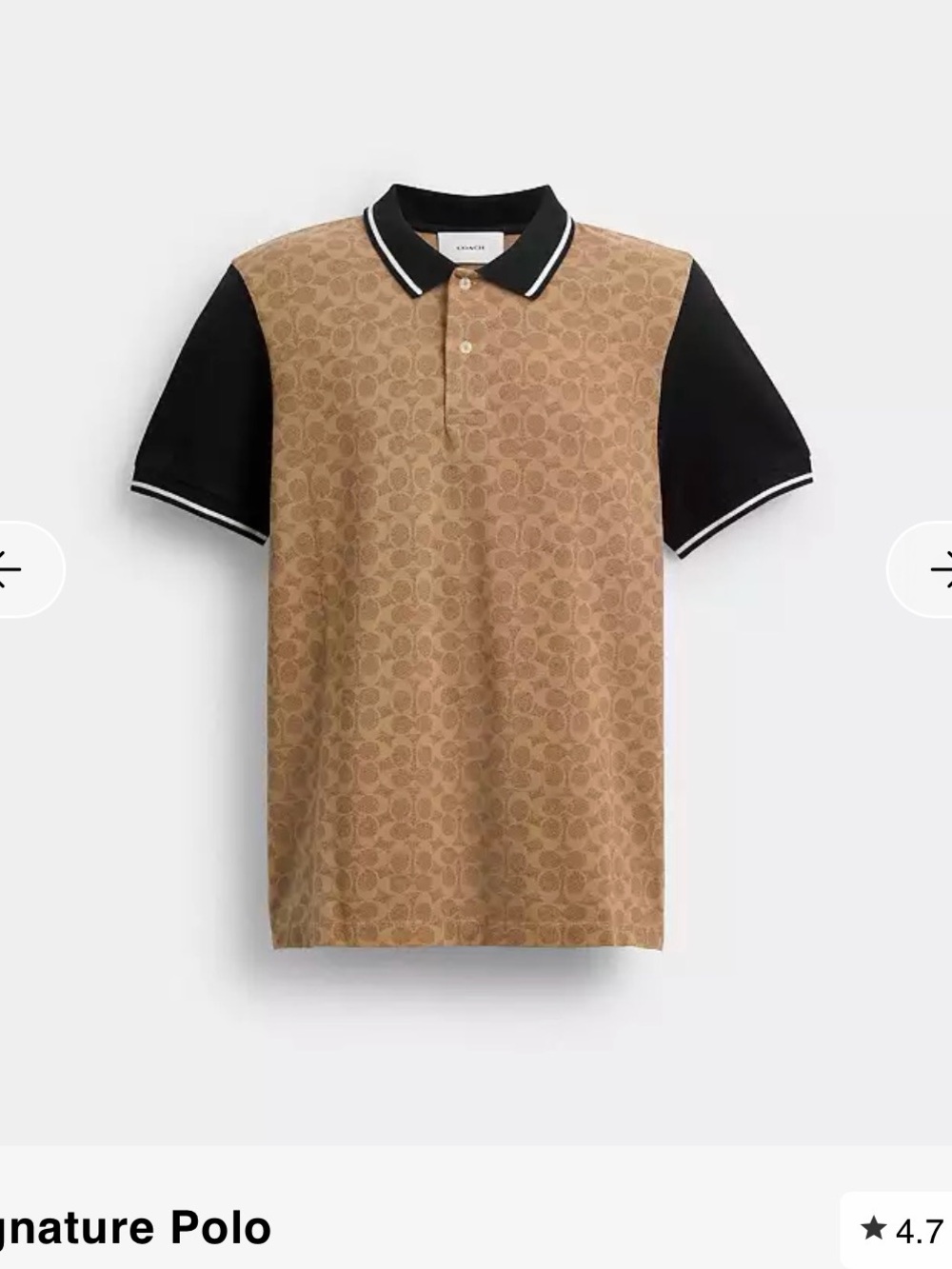 Coach Brown & Black Signature Short-Sleeve Polo